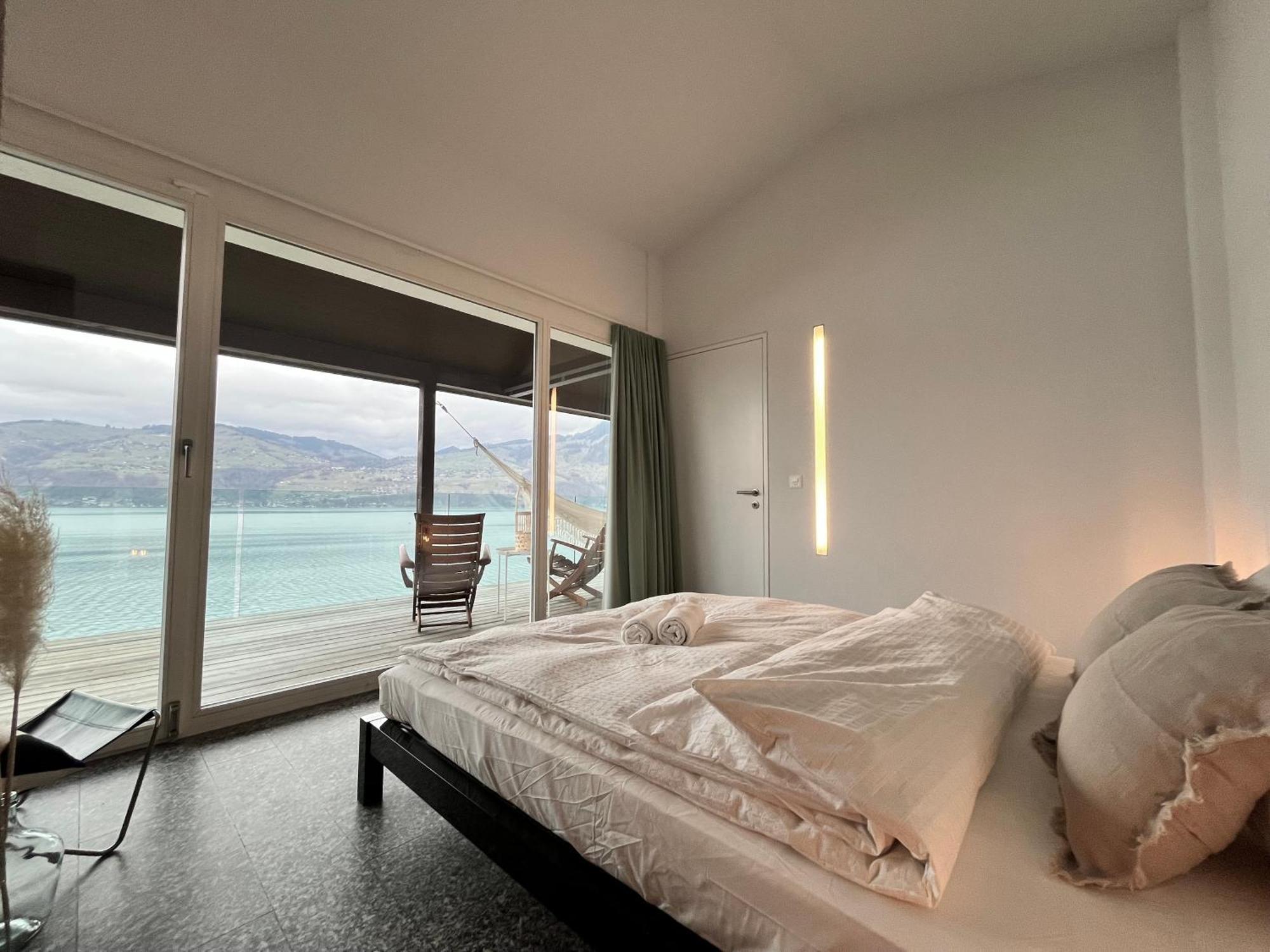 Wohnung Mit Grossartiger Seesicht Und Balkon Spiez Exterior photo