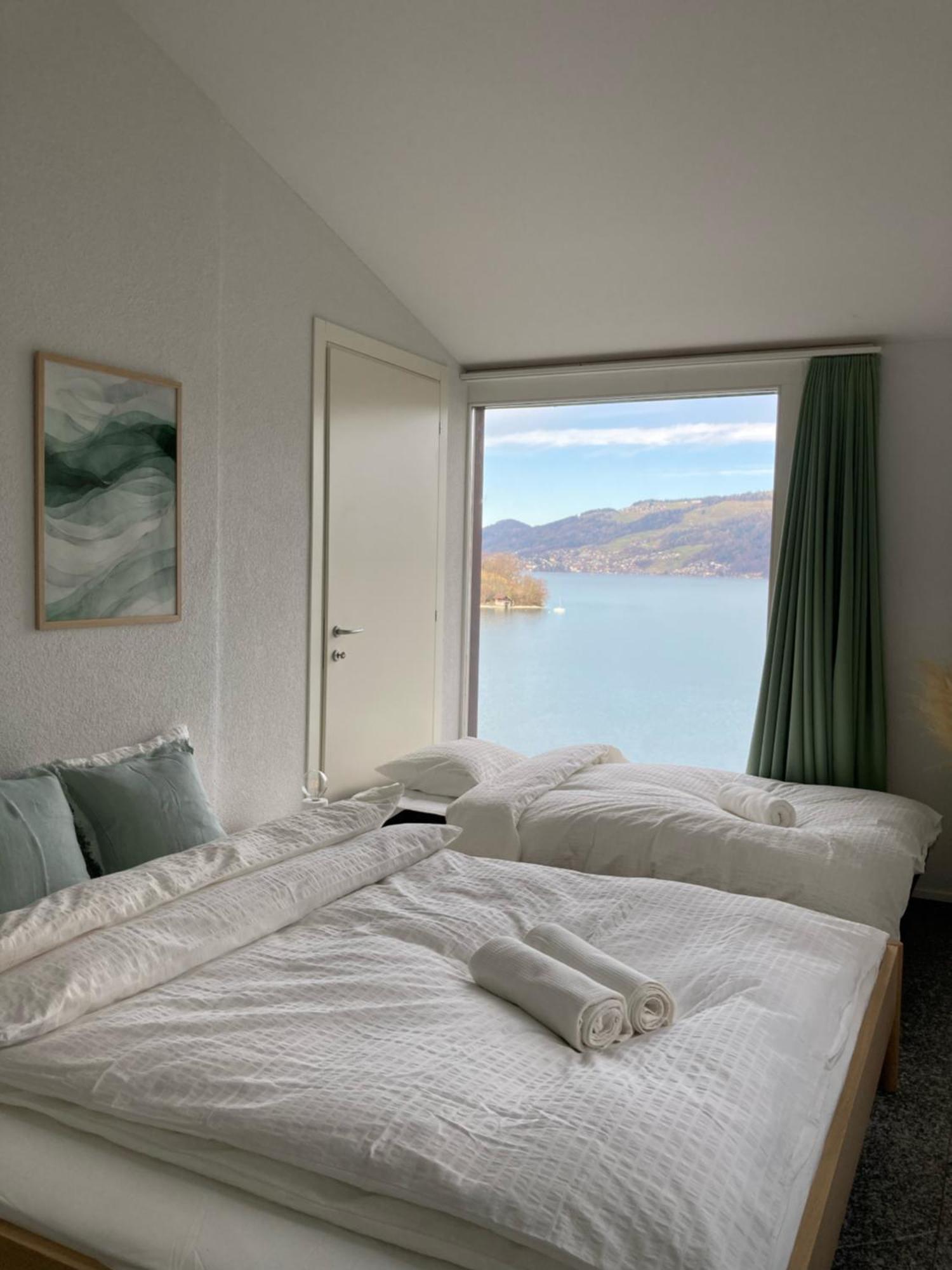 Wohnung Mit Grossartiger Seesicht Und Balkon Spiez Exterior photo